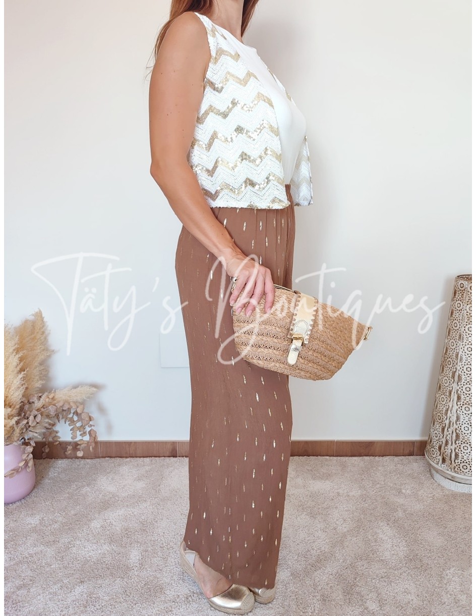 Chaleco lentejuelas blanco dorado | Täty's Boutiques - Grupo Puerto Gragera