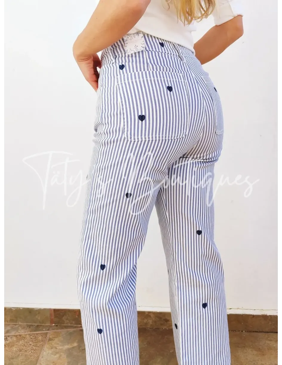 Pantalón rayas azules corazones | Täty's Boutiques - Grupo Puerto Gragera