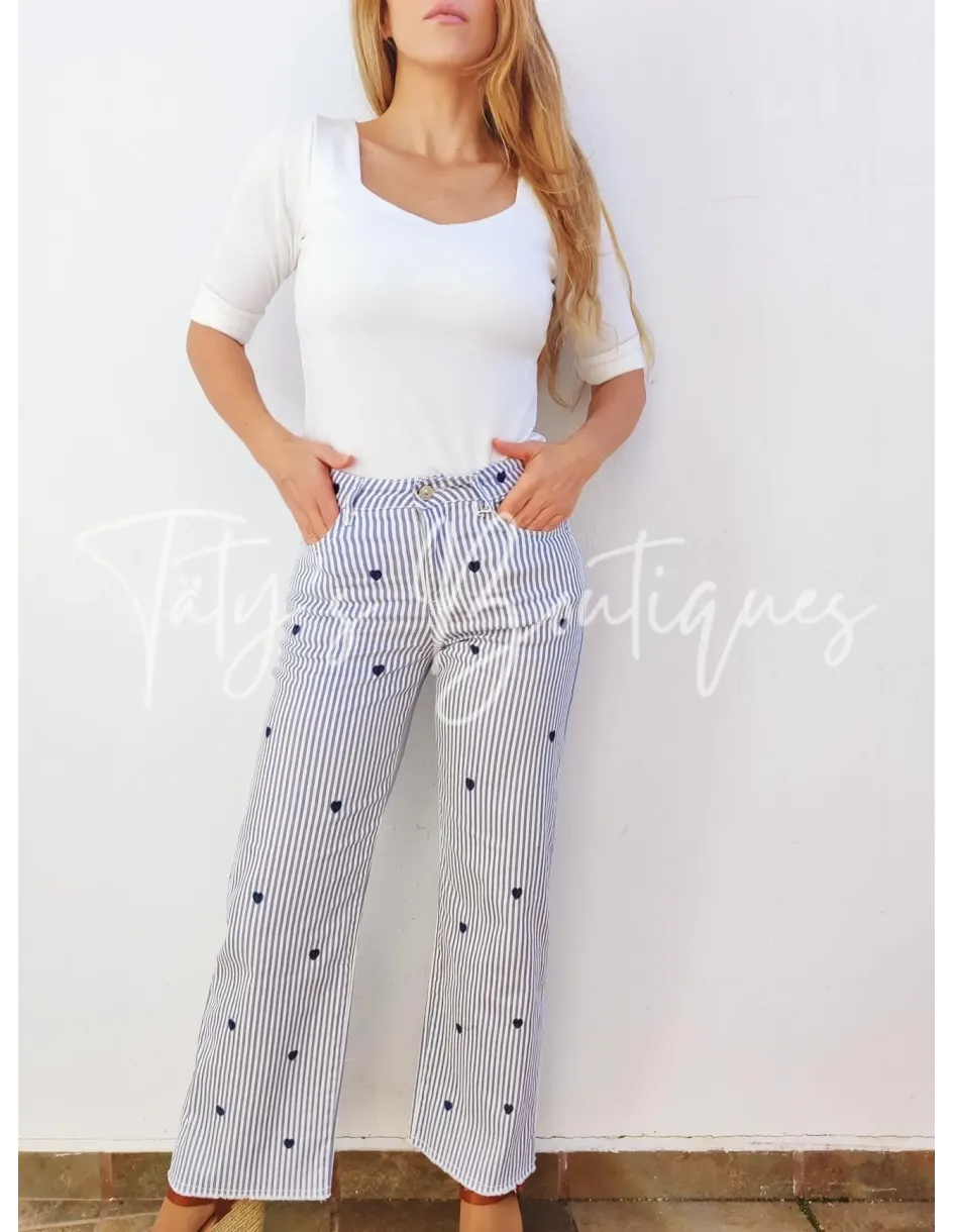 Pantalón rayas azules corazones | Täty's Boutiques - Grupo Puerto Gragera